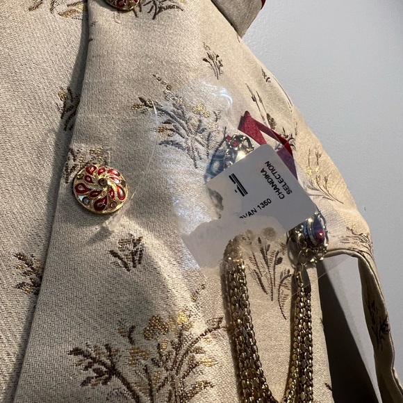 Toddler boy sherwani, size 1, Rajwadi, beige and red with pant - Picture 7 of 16